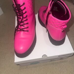 Sonoma Women's Bright Pink Combat Boots